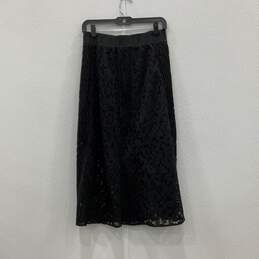 NWT Womens Black Lace Double Layered Semi See Pull On Maxi Skirt Size 6 alternative image