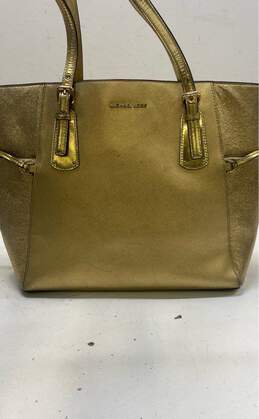 Michael Kors Voyager Gold Leather Tote Bag