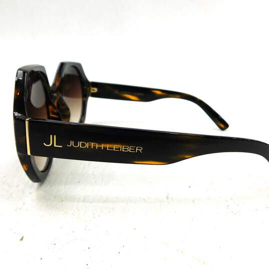 Judith Leiber 'Fushia' Lense Havana Brown Frame Oversized Sunglasses, Box & Dust Bag NWT with COA image number 8