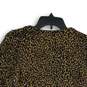 Loft Ann Taylor Womens Black Brown Animal Print Crew Neck Pullover Sweater Sz L image number 3