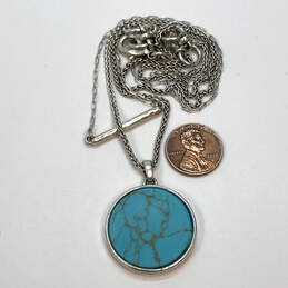 Designer Lucky Brand Silver-Tone Blue Stone Lobster Clasp Pendant Necklace alternative image