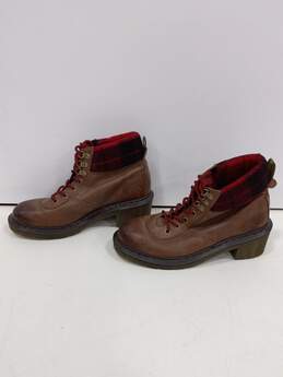 Dr. Martens Frieda Brown Leather w/ Red Plaid Heeled Boots Size 8 alternative image