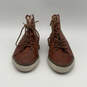 Mens Brown Leather Round Toe Lace Up High Top Sneaker Shoes Size 7.5 image number 1
