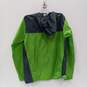 Boys Green Gray Long Sleeve Full Zip Hooded Raincoat Jacket Size Large image number 2