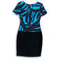 Womens Black Abstract Short Sleeve Round Neck Pullover Sheath Dress Size 2 image number 1