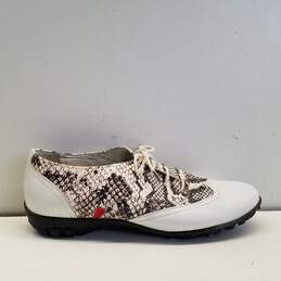 Marc Joseph White Montrose Golf Snakeskin Print Leather Lace Up Oxford Shoes Women's Size 7.5 B
