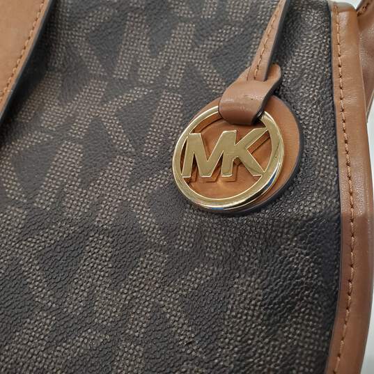 Michael Kors Jamie Brown Leather Trim Coated Canvas Saddle Bag image number 2