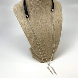 Designer Stella & Dot Silver-Tone Rhinestone Double Strand Lariat Necklace