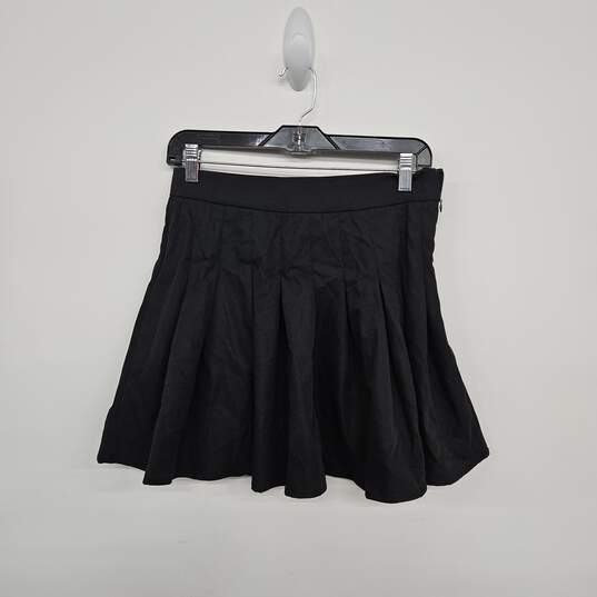 Black Flared Pleated Zipper High Waist Mini Tennis Skirt image number 2