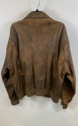 Members Only Mens Brown Leather Pockets Long Sleeve Full Zip Jacket Size XL alternative image