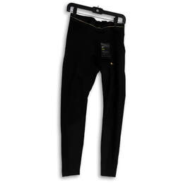 NWT Womens Black Elastic Waist Pull-On Activewear Compression Leggings Sz M