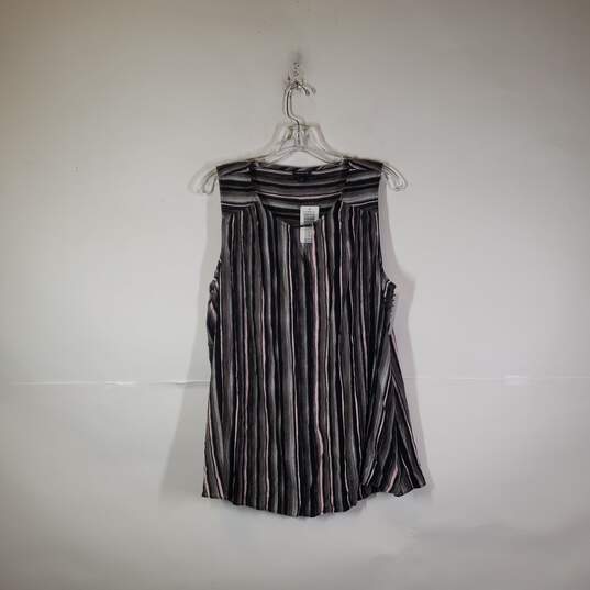 NWT Womens Striped Sleeveless Round Neck Keyhole Pullover Tank Top Size 0 image number 1