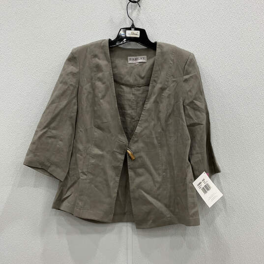 NWT Womens Gray 3/4 Sleeve Regular Fit Toggle Front Jacket Size 34 image number 1
