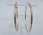 14K Yellow Gold Etched Brushed Accents & Smooth Tube Hoop Earrings 3.9g image number 1