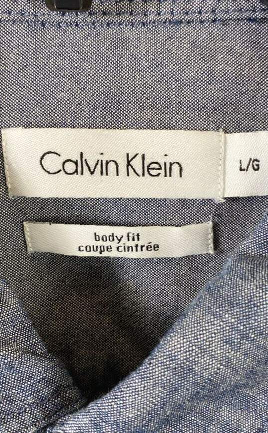 Calvin Klein Men Blue Denim Button Up Shirt L image number 3