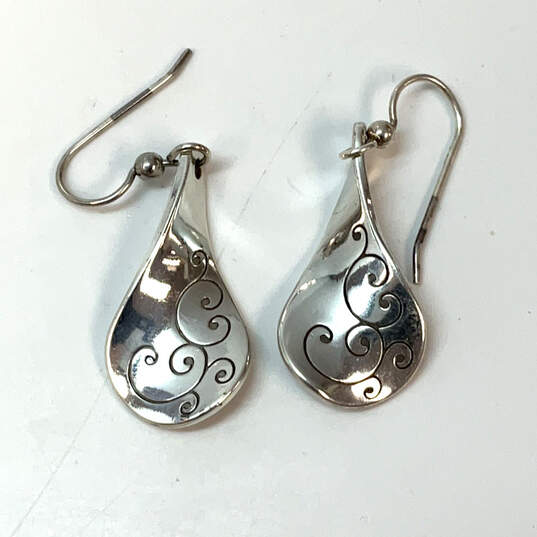 Designer Brighton Silver-Tone Fish Hook Twirl French Wire Drop Earrings image number 4