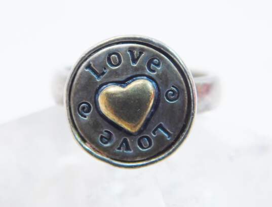 Kameleon 925 & Vermeil Puffed Heart Stamped Love Interchangeable Button Ring 7.7g image number 1