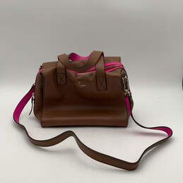 Womens Brown Pink Leather Detachable Strap Fashionable Crossbody Bag