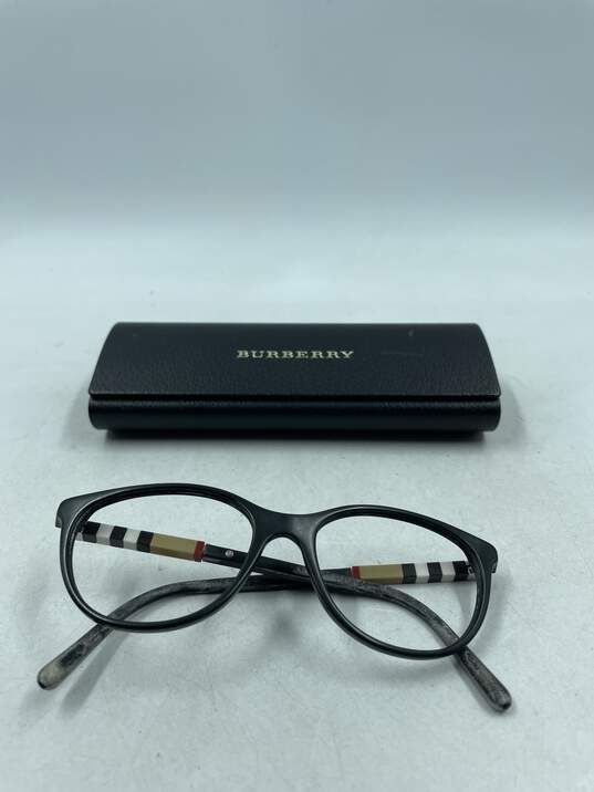 Burberry Black Check Oval Eyeglasses image number 1