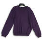 Mens Purple Knitted V-Neck Long Sleeve Pullover Sweater Size Large image number 1