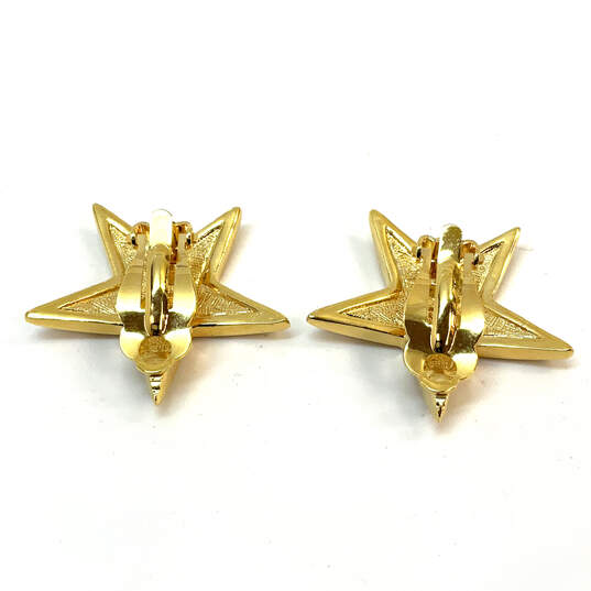 Designer Joan Rivers Gold-Tone Rhinestone Star Shape Clip-On Stud Earrings image number 3