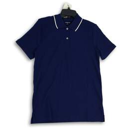Lands' End Mens Blue Spread Collar Short Sleeve Polo Shirt Size ST