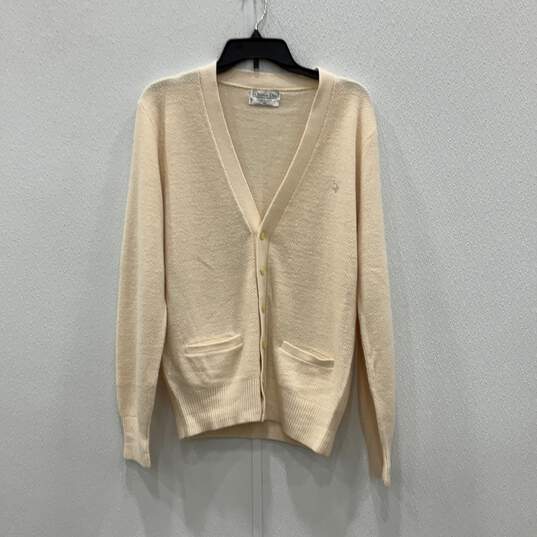 Christian Dior Mens Beige Button-Front Cardigan Sweater Size Medium image number 1