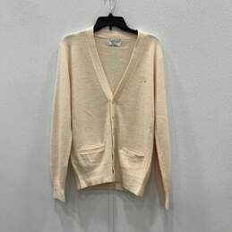 Christian Dior Mens Beige Button-Front Cardigan Sweater Size Medium