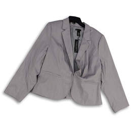 NWT Womens Gray Striped Long Sleeve Pocket Notch Collar Blazer Size 24
