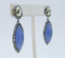 Alexis Bittar Designer Carved Blue Lucite Drop Earrings 13.6g alternative image