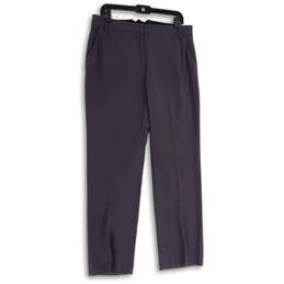 Womens Purple Flat Front Slash Pocket Straight Leg Dress Pants Size 12