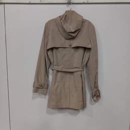 Womens Taupe Long Sleeve Hooded Tie Trench Coat Size Large alternative image