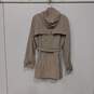 Womens Taupe Long Sleeve Hooded Tie Trench Coat Size Large image number 2