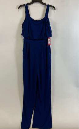 NWT Vince Camuto Womens Blue Cold Shoulder Round Neck One Piece Jumpsuit Size 2