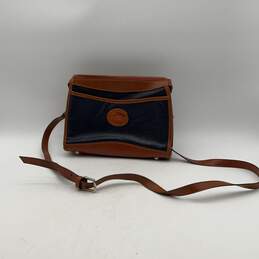 Dooney & Bourke Womens Navy Blue Brown Adjustable Strap Crossbody Bag Purse