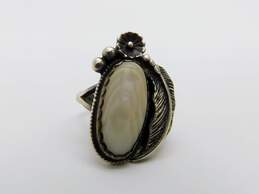 Southwestern Sterling Silver Mother Of Pearl Floral Ring 6.5g