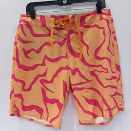 Patagonia Men's Yellow Pink Stretch Hydropeak Gerry Lopez Board Shorts Swimwear Size 31 Size 31