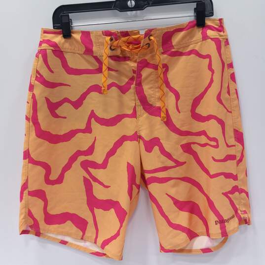 Patagonia Men's Yellow Pink Stretch Hydropeak Gerry Lopez Board Shorts Swimwear Size 31 Size 31 image number 1
