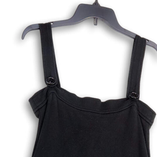 Womens Black Wide Strap Square Neck Button Front Mini Dress Size Medium image number 4