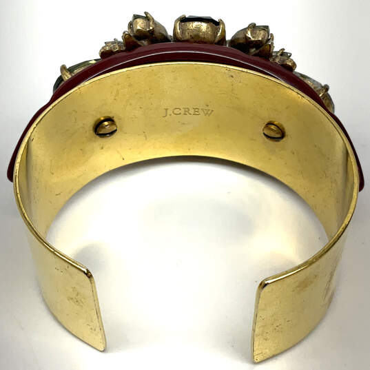 Designer J. Crew Gold-Tone Crystal Cut Stone Adjustable Cuff Bracelet image number 3