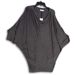 NWT Womens Gray Drape Neck Tight-Knit Pullover Poncho Sweater Size XL