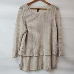 Eileen Fisher Tan Pullover LS Mesh Top Shirt Women's XL
