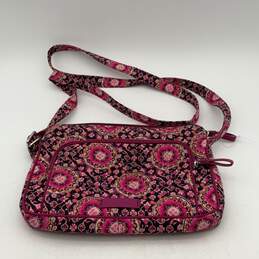 Vera Bradley Womens Pink Floral Adjustable Strap Zipper Crossbody Bag Purse