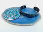 Vintage Taxco & Mexico 925 Faux Turquoise Chips Enamel Inlay Etched Greek Key Disc Pendant Brooch & Wide Cuff Bracelet 36.6g image number 1
