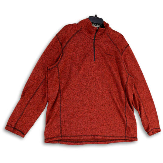 Womens Red Collared Quarter Zip Long Sleeve Pullover Sweater Size 2XL image number 1
