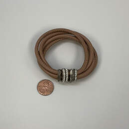 Designer Brighton Brown Leather Rhinestone Neptunes Rings Wrap Bracelet