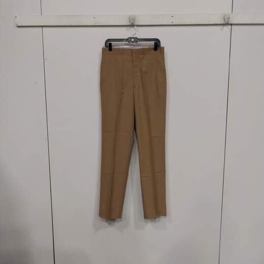 NWT Mens Tan Flat Front Pockets Straight Leg Casual Chino Pants Size 32 image number 1