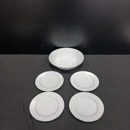 4 Carlton China Bread & Butter Plates & Serving Bowl Plymouth 303