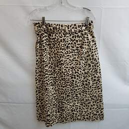 1901 Women's Cheetah Cotton A-Line Belted Midi Skirt Size 8 alternative image