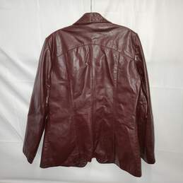 Montgomery Ward The Tannery Burgundy Button Up Leather Jacket Size 16T alternative image